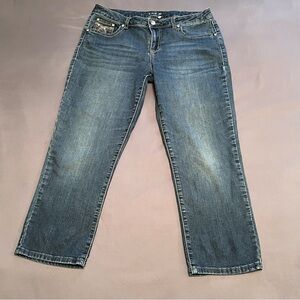 Apt. 9 Embellished Women's Straight Leg Cropped Jeans Blue Wash Size 10
